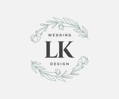 LK Initials letter Wedding monogram logos collection, hand drawn modern minimalistic and floral templates for Invitation cards, Save the Date, elegant identity for restaurant, boutique, cafe in vector