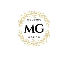 MG Initials letter Wedding monogram logos collection, hand drawn modern minimalistic and floral templates for Invitation cards, Save the Date, elegant identity for restaurant, boutique, cafe in vector