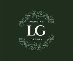 LG Initials letter Wedding monogram logos collection, hand drawn modern minimalistic and floral templates for Invitation cards, Save the Date, elegant identity for restaurant, boutique, cafe in vector