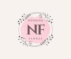 NF Initials letter Wedding monogram logos template, hand drawn modern minimalistic and floral templates for Invitation cards, Save the Date, elegant identity. vector