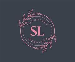 SL Initials letter Wedding monogram logos template, hand drawn modern minimalistic and floral templates for Invitation cards, Save the Date, elegant identity. vector