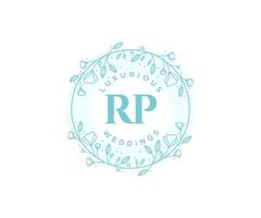 RP Initials letter Wedding monogram logos template, hand drawn modern minimalistic and floral templates for Invitation cards, Save the Date, elegant identity. vector