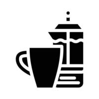 taza de té glifo icono vector negro ilustración