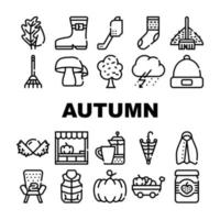 Autumn Season Objects Collection Icons Set Vector