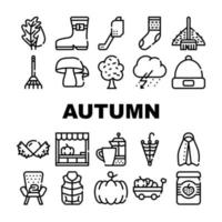 Autumn Season Objects Collection Icons Set Vector