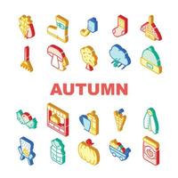 Autumn Season Objects Collection Icons Set Vector