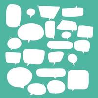 Set of speak bubble text, chatting box, message box outline cartoon illustration design. Balloon doodle style of thinking sign symbol. color cute and lovely chat speech sticker. box, text, dialog, art vector