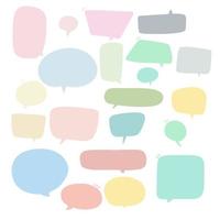 Set of speak bubble text, chatting box, message box outline cartoon illustration design. Balloon doodle style of thinking sign symbol. color cute and lovely chat speech sticker. box, text, dialog, art vector