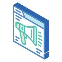 loudspeaker on web site isometric icon vector illustration