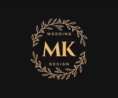 MK Initials letter Wedding monogram logos collection, hand drawn modern minimalistic and floral templates for Invitation cards, Save the Date, elegant identity for restaurant, boutique, cafe in vector