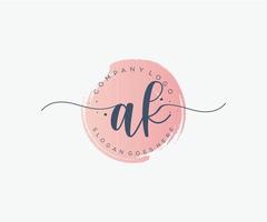 Initial AK feminine logo. Usable for Nature, Salon, Spa, Cosmetic and Beauty Logos. Flat Vector Logo Design Template Element.