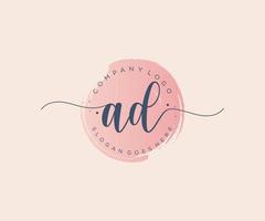 Initial AD feminine logo. Usable for Nature, Salon, Spa, Cosmetic and Beauty Logos. Flat Vector Logo Design Template Element.