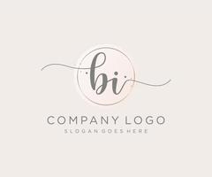 Initial BI feminine logo. Usable for Nature, Salon, Spa, Cosmetic and Beauty Logos. Flat Vector Logo Design Template Element.