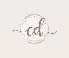 Initial CD feminine logo. Usable for Nature, Salon, Spa, Cosmetic and Beauty Logos. Flat Vector Logo Design Template Element.