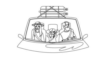 Family In Car Enjoy On Vacation Road Trip Vector