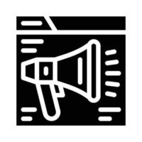 loudspeaker on web site glyph icon vector illustration