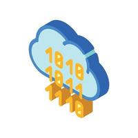 programming binary code cloud storage isometric icon vector illustration