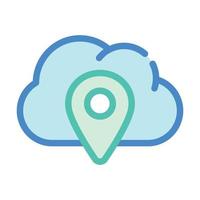 gps ubicación almacenamiento en la nube color icono vector ilustración