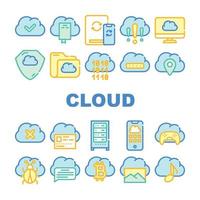 Cloud Service Storage Collection Icons Set Vector