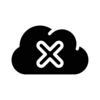 acceso fallido nube almacenamiento glifo icono vector ilustración