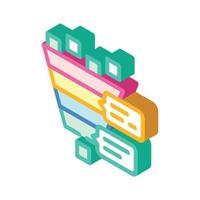 pyramided analysis with comments isometric icon vector illustration