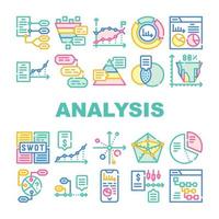 Data Analysis Diagram Collection Icons Set Vector