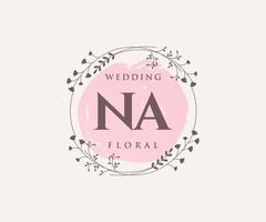 NA Initials letter Wedding monogram logos template, hand drawn modern minimalistic and floral templates for Invitation cards, Save the Date, elegant identity. vector