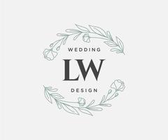 LW Initials letter Wedding monogram logos collection, hand drawn modern minimalistic and floral templates for Invitation cards, Save the Date, elegant identity for restaurant, boutique, cafe in vector