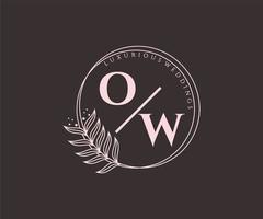 OW Initials letter Wedding monogram logos template, hand drawn modern minimalistic and floral templates for Invitation cards, Save the Date, elegant identity. vector