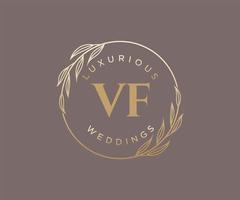 VF Initials letter Wedding monogram logos template, hand drawn modern minimalistic and floral templates for Invitation cards, Save the Date, elegant identity. vector