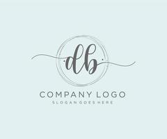 Initial DB feminine logo. Usable for Nature, Salon, Spa, Cosmetic and Beauty Logos. Flat Vector Logo Design Template Element.