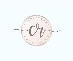 Initial CR feminine logo. Usable for Nature, Salon, Spa, Cosmetic and Beauty Logos. Flat Vector Logo Design Template Element.