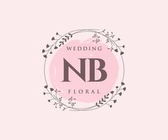 NB Initials letter Wedding monogram logos template, hand drawn modern minimalistic and floral templates for Invitation cards, Save the Date, elegant identity. vector