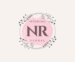 NR Initials letter Wedding monogram logos template, hand drawn modern minimalistic and floral templates for Invitation cards, Save the Date, elegant identity. vector