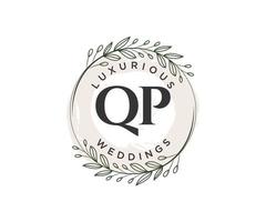 QP Initials letter Wedding monogram logos template, hand drawn modern minimalistic and floral templates for Invitation cards, Save the Date, elegant identity. vector