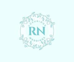 RN Initials letter Wedding monogram logos template, hand drawn modern minimalistic and floral templates for Invitation cards, Save the Date, elegant identity. vector