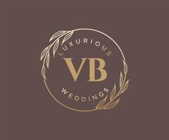 VB Initials letter Wedding monogram logos template, hand drawn modern minimalistic and floral templates for Invitation cards, Save the Date, elegant identity. vector