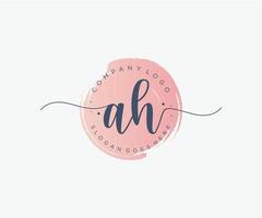 Initial AH feminine logo. Usable for Nature, Salon, Spa, Cosmetic and Beauty Logos. Flat Vector Logo Design Template Element.