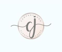 Initial CJ feminine logo. Usable for Nature, Salon, Spa, Cosmetic and Beauty Logos. Flat Vector Logo Design Template Element.