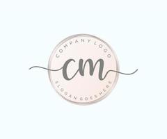 Initial CM feminine logo. Usable for Nature, Salon, Spa, Cosmetic and Beauty Logos. Flat Vector Logo Design Template Element.