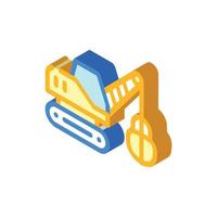 tractor excavator isometric icon vector isolated illustration