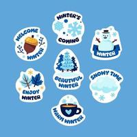 Handdrawn Winter Nature Sticker Pack vector