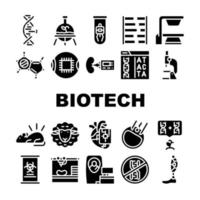 iconos de colección de tecnología biotecnológica establecen ilustraciones vectoriales vector