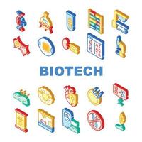 iconos de colección de tecnología biotecnológica establecen ilustraciones vectoriales vector