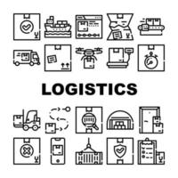 Logistics Service Collection Icons Set Vector Illustrations