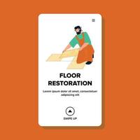 Floor Restoration And Repair Making Worker Vector