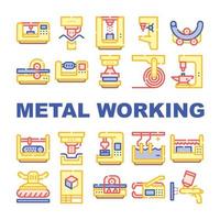 conjunto de iconos de colección de la industria de trabajo del metal vector