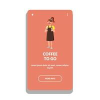 Coffee To Go Cafeteria Service Worker Girl Vector