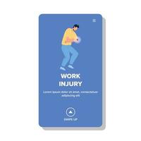 Work Injury Getting Young Man Employee Vector