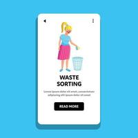 Waste Sorting And Helping Environment Girl Vector